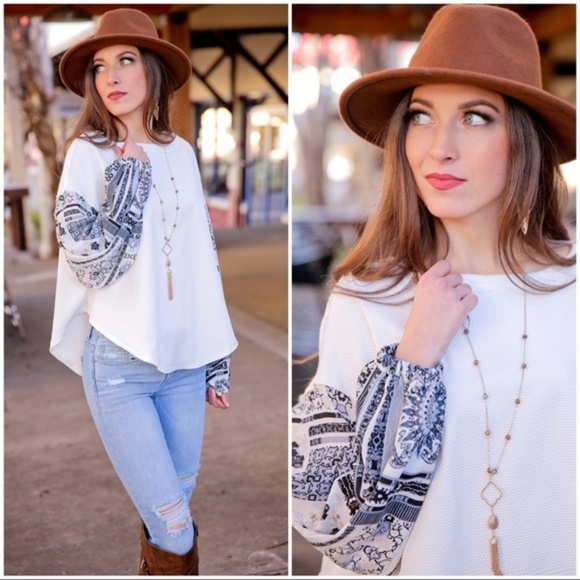 ⭐️.Boho Printed Sleeve Loose Fit Tunic - Picture 4 of 4